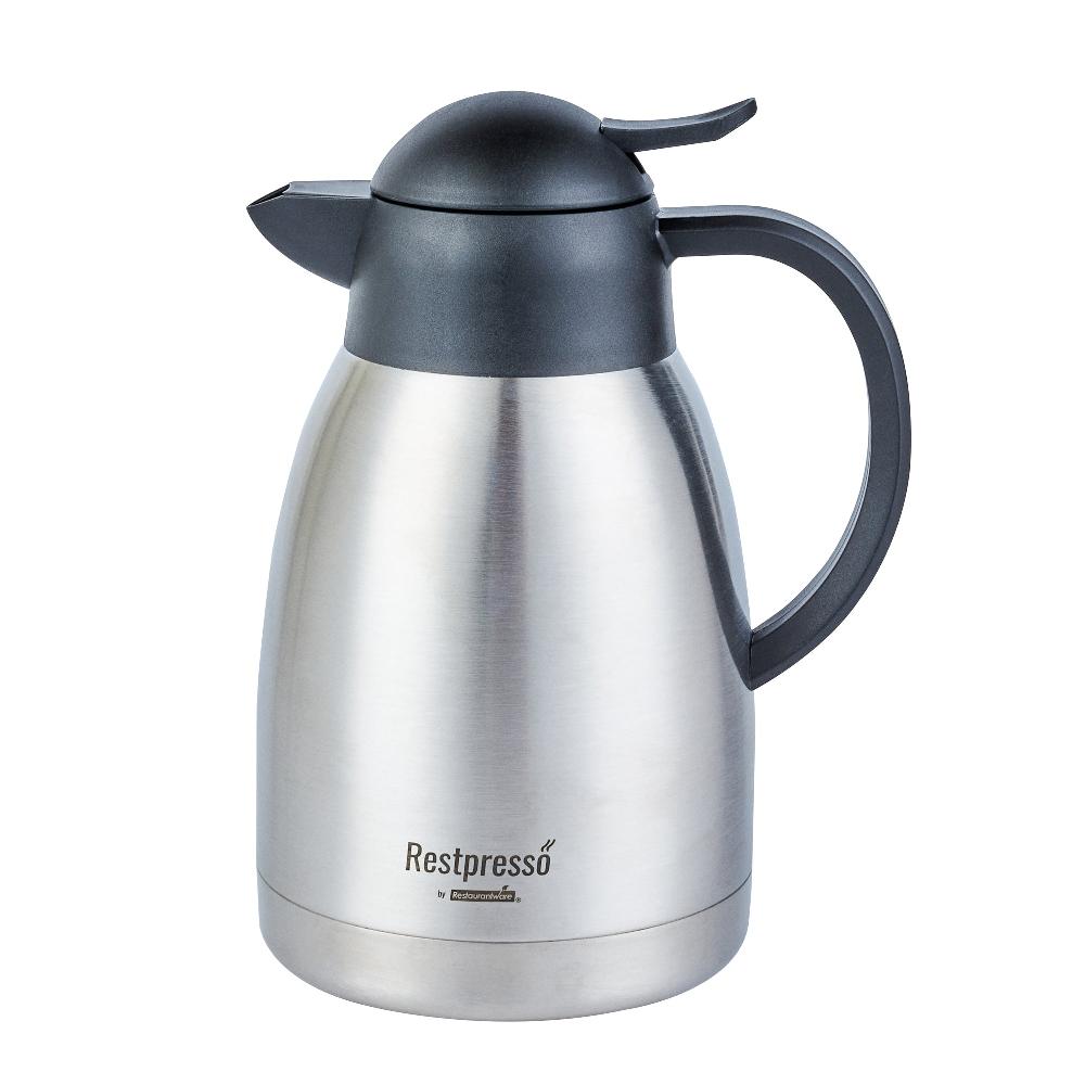 restaurantware Restpresso 51 oz Vacuum Insulated Coffee Carafe / Server - with Label Tags - 7 3/4" x 5 1/2" x 8 1/4" - 1 count box