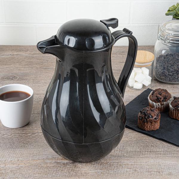 Restaurantware Restpresso 64 Oz Black Thermal Coffee Carafe / Server - 8 3/4" X 6 1/4" X 11" - 10 Count Box