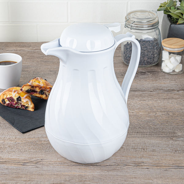 Restaurantware Restpresso 64 Oz White Thermal Coffee Carafe / Server - 8 3/4" X 6 1/4" X 11" - 10 Count Box