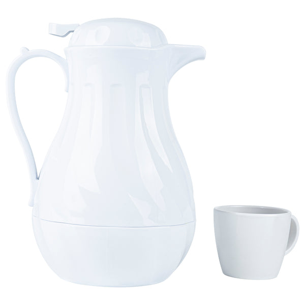 Restaurantware Restpresso 64 Oz White Thermal Coffee Carafe / Server - 8 3/4" X 6 1/4" X 11" - 10 Count Box