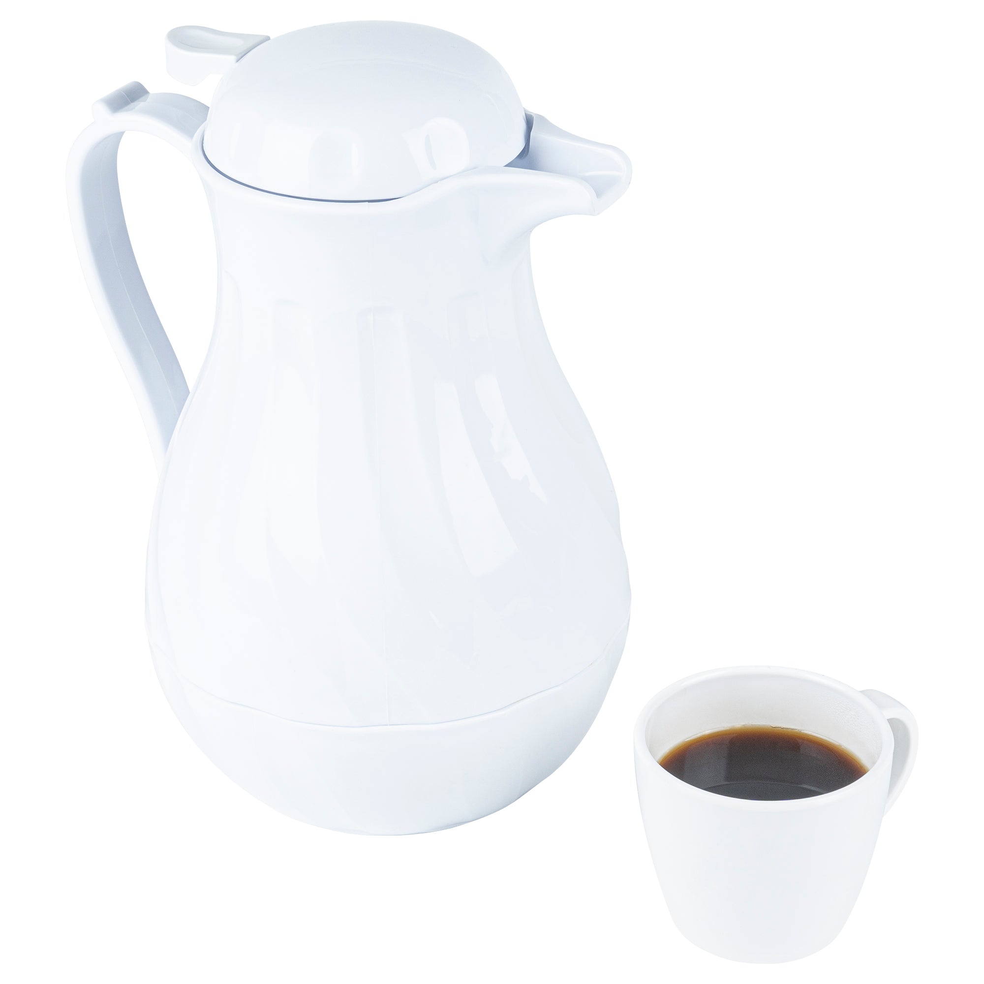 restaurantware Restpresso 64 oz White Thermal Coffee Carafe / Server - 8 3/4" x 6 1/4" x 11" - 10 count box