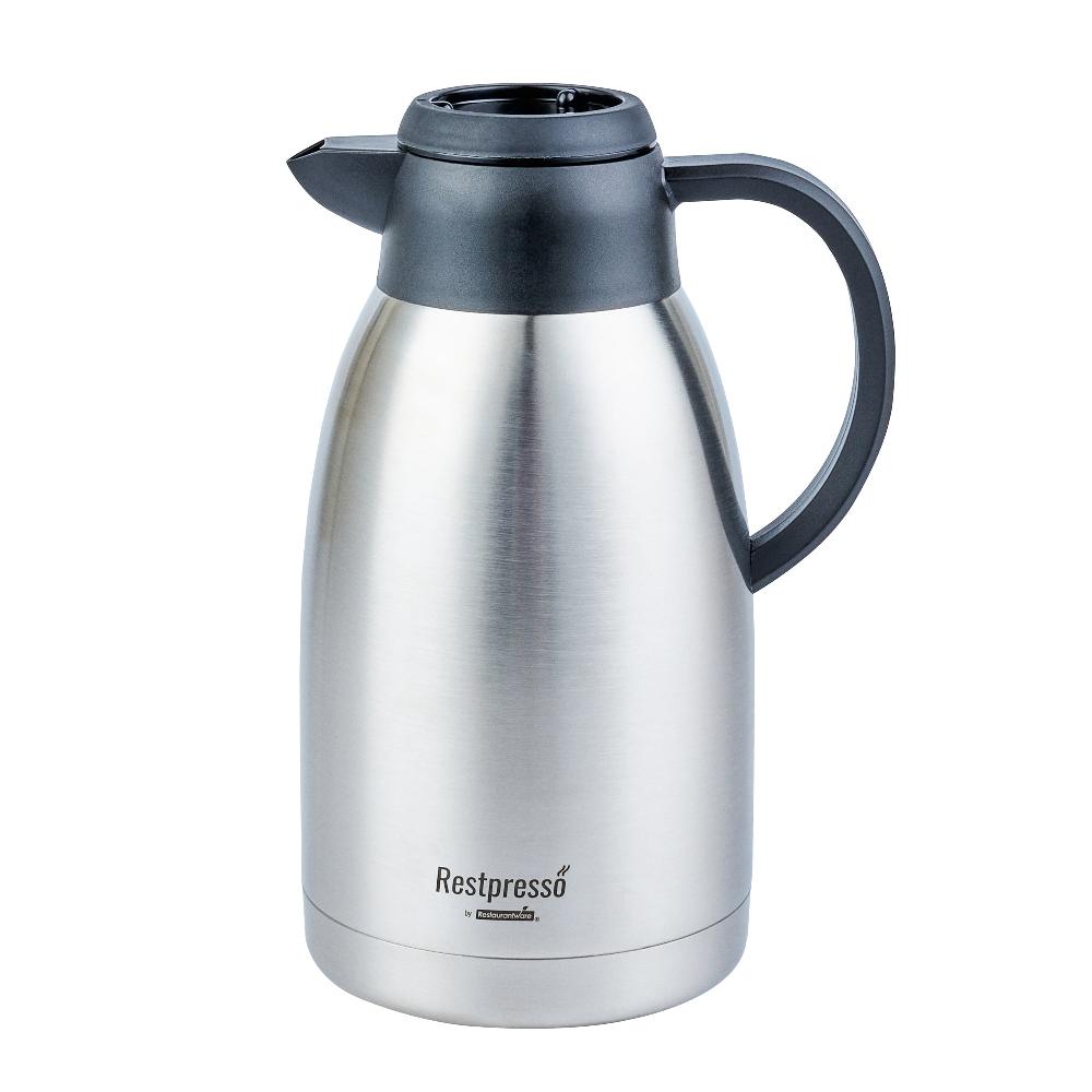 restaurantware Restpresso 68 oz Insulated Coffee Carafe / Server - with Regular and Decaf Brew Thru Lids - 11 1/4" x 5 1/2" x 7" - 1 count box