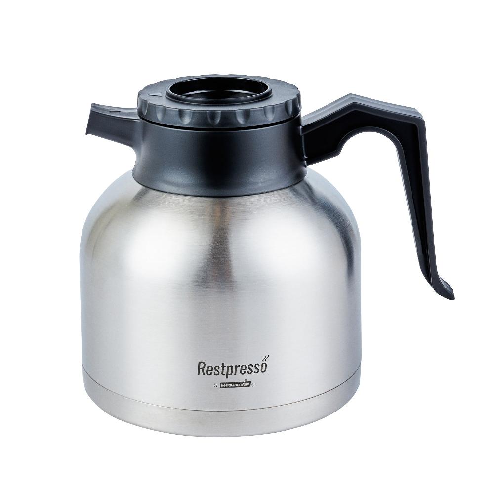 restaurantware Restpresso 68 oz Insulated Coffee Carafe / Server - with Regular and Decaf Brew Thru Lids - 8 3/4" x 6 1/4" x 7" - 1 count box