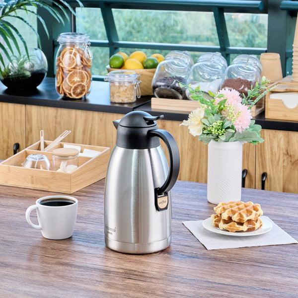Restaurantware Restpresso 68 Oz Vacuum Insulated Coffee Carafe / Server - With Label Tags - 11 1/4" X 5 1/2" X 7" - 1 Count Box