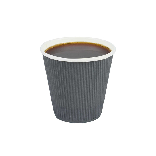 Restaurantware Restpresso 8 Oz Gray Paper Coffee Cup - Ripple Wall - 3 1/2" X 3 1/2" X 3 1/4" - 500 Count Box