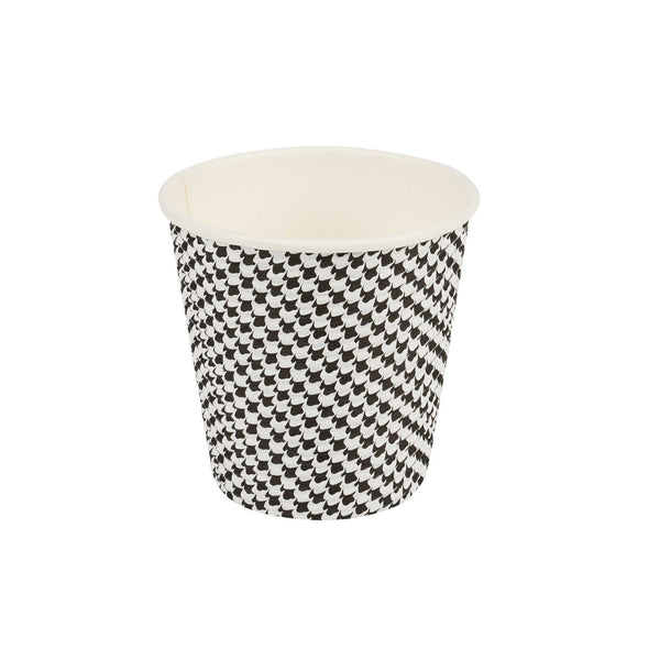 Restaurantware Restpresso 8 Oz Houndstooth Paper Coffee Cup - Spiral Wall Houndstooth - 3 1/2" X 3 1/2" X 3 1/4" - 500 Count Box