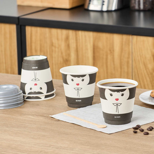 Restaurantware Restpresso 8 Oz Madame Paper Coffee Cup - Double Wall - 3 1/2" X 3 1/2" X 3 1/4" - 500 Count Box