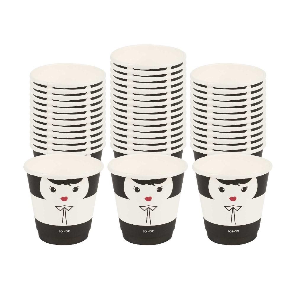 restaurantware Restpresso 8 oz Madame Paper Coffee Cup - Double Wall - 3 1/2" x 3 1/2" x 3 1/4" - 500 count box