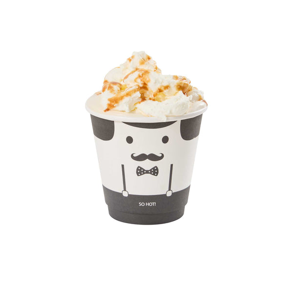 Restaurantware Restpresso 8 Oz Monsieur Paper Coffee Cup - Double Wall - 3 1/2" X 3 1/2" X 3 1/4" - 500 Count Box