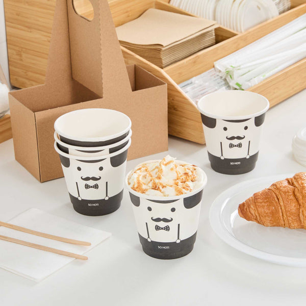 Restaurantware Restpresso 8 Oz Monsieur Paper Coffee Cup - Double Wall - 3 1/2" X 3 1/2" X 3 1/4" - 500 Count Box