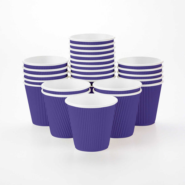 Restaurantware Restpresso 8 Oz Royal Purple Paper Coffee Cup - Ripple Wall - 3 1/2" X 3 1/2" X 3 1/4" - 500 Count Box