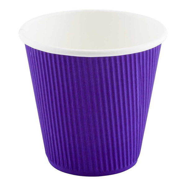 Restaurantware Restpresso 8 Oz Royal Purple Paper Coffee Cup - Ripple Wall - 3 1/2" X 3 1/2" X 3 1/4" - 500 Count Box