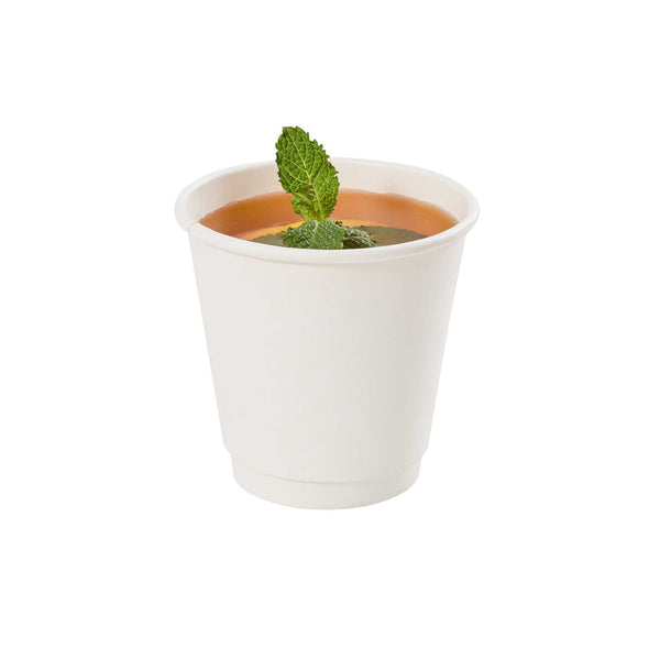 Restaurantware Restpresso 8 Oz White Paper Coffee Cup - Double Wall - 3 1/2" X 3 1/2" X 3 1/4" - 500 Count Box