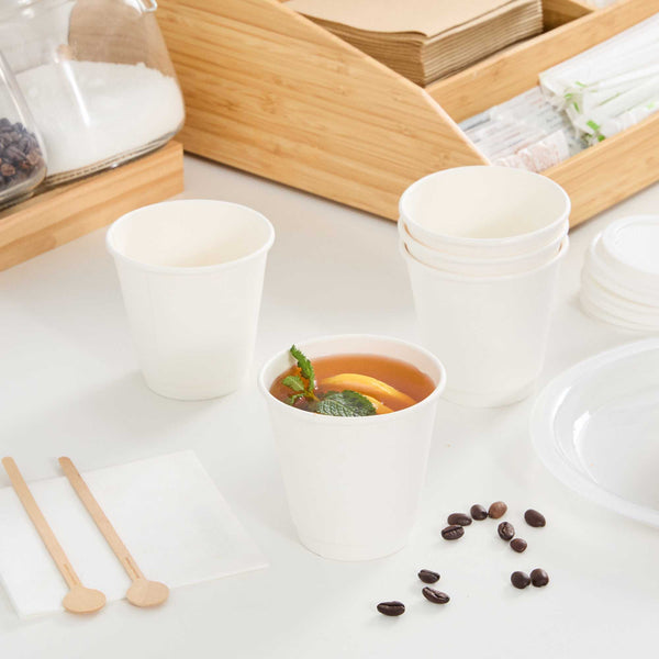 Restaurantware Restpresso 8 Oz White Paper Coffee Cup - Double Wall - 3 1/2" X 3 1/2" X 3 1/4" - 500 Count Box