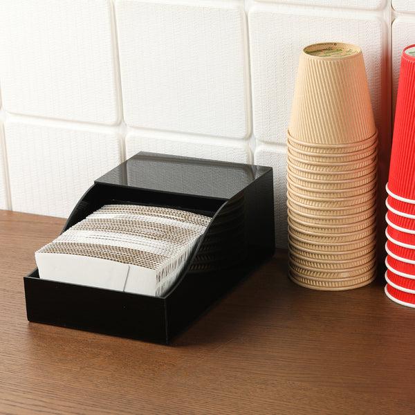 Restaurantware Restpresso Black Acrylic Horizontal Coffee Cup Sleeve Dispenser - 9 1/2" X 6" X 3 3/4" - 1 Count Box