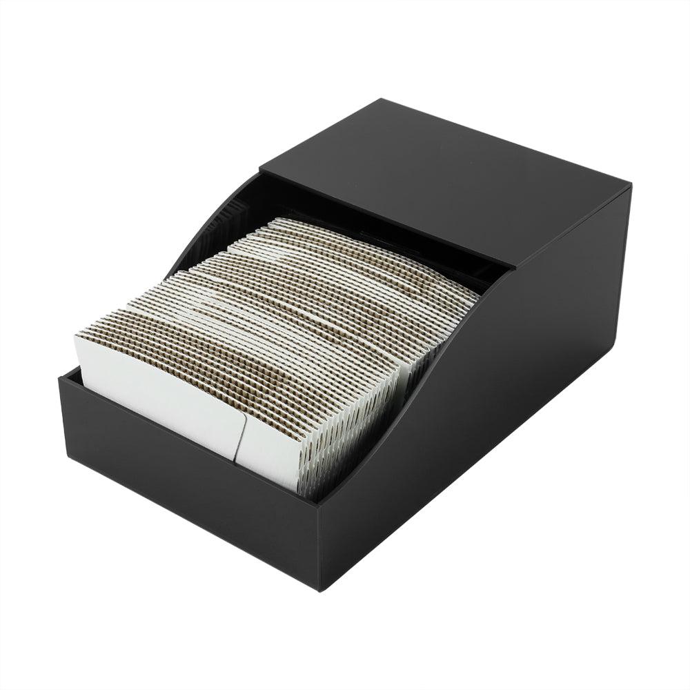 restaurantware Restpresso Black Acrylic Horizontal Coffee Cup Sleeve Dispenser - 9 1/2" x 6" x 3 3/4" - 1 count box