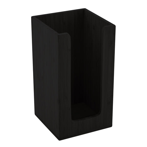 Restaurantware Restpresso Black Bamboo Coffee Cup / Lid / Cocktail Napkin Organizer - 4 1/2" X 4 1/2" X 8" - 1 Count Box
