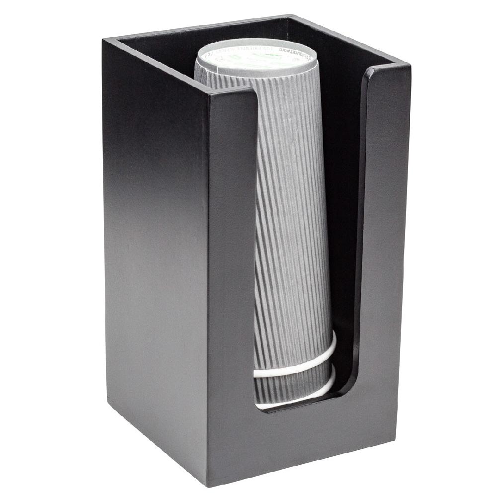 restaurantware Restpresso Black Bamboo Coffee Cup / Lid / Cocktail Napkin Organizer - 4 1/2" x 4 1/2" x 8" - 1 count box
