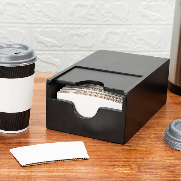 Restaurantware Restpresso Black Bamboo Coffee Cup Sleeve Holder - 9 1/2'' X 6'' X 3.75'' - 1 Count Box