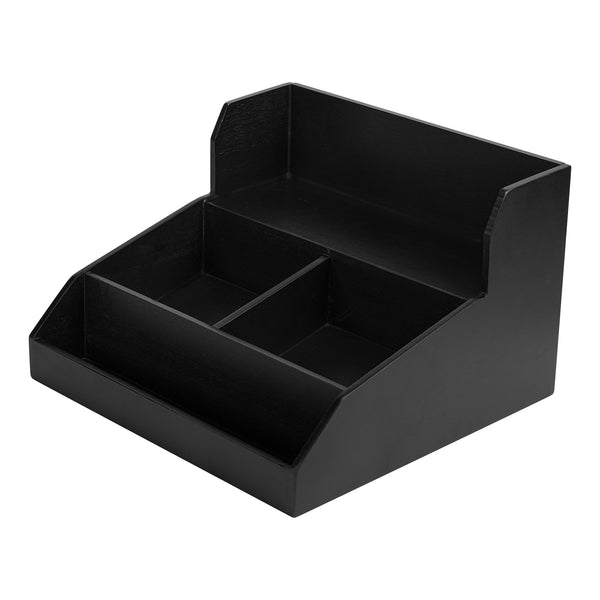 Restaurantware Restpresso Black Bamboo Condiment / Coffee Cup / Lid Organizer - 15" X 14 1/4" X 9 1/4" - 1 Count Box