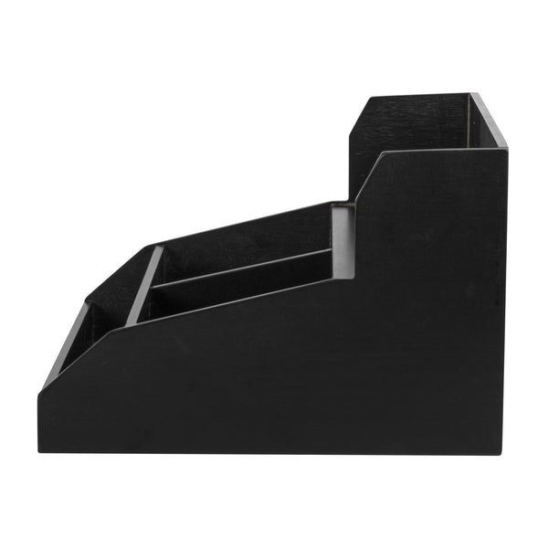 Restaurantware Restpresso Black Bamboo Condiment / Coffee Cup / Lid Organizer - 15" X 14 1/4" X 9 1/4" - 1 Count Box