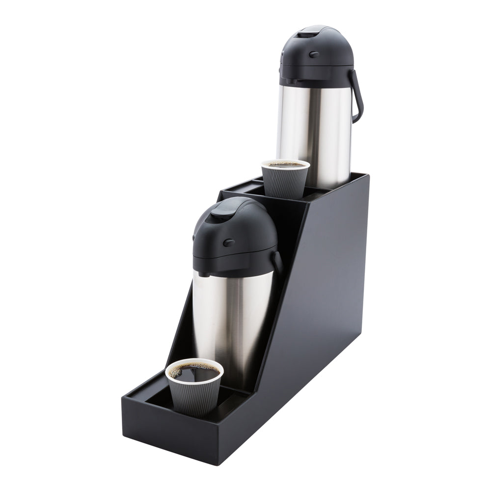 restaurantware Restpresso Black Bamboo Dual Airpot Coffee Dispenser Display - 23 1/2" x 7" x 13 1/2" - 1 count box