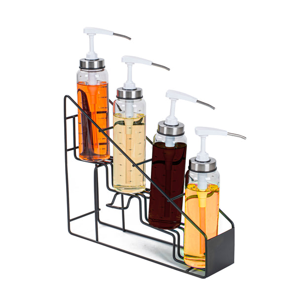 Restaurantware Restpresso Black Iron Bottle Display - 4-Tier - 17" X 4 1/4" X 13" - 1 Count Box
