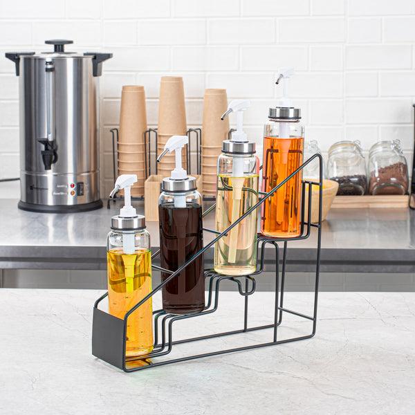 Restaurantware Restpresso Black Iron Bottle Display - 4-Tier - 17" X 4 1/4" X 13" - 1 Count Box