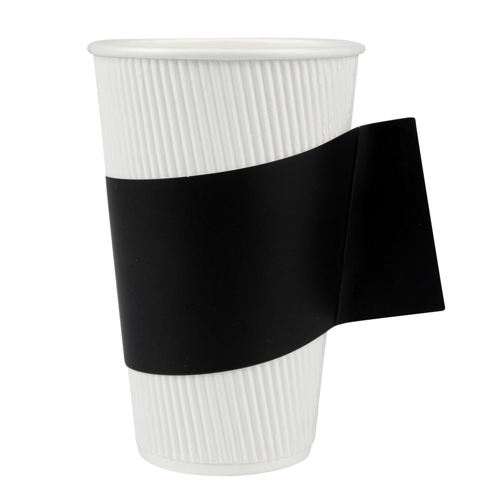 restaurantware Restpresso Black Paper Coffee Cup Sleeve - with Handle Fits 12 / 16 / 20 oz Cups - 1000 count box
