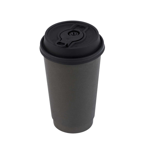Restaurantware Restpresso Black Plastic 2-in-1 Straw Or Sippy Coffee Cup Lid - With Detachable Double Plug Fits 8 12 16 And 20 Oz - 500 Count Box
