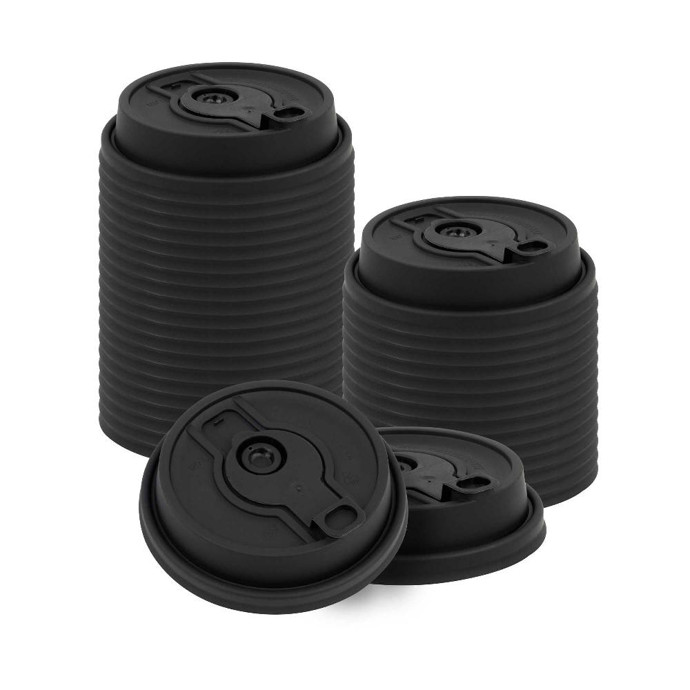 restaurantware Restpresso Black Plastic 2-in-1 Straw or Sippy Coffee Cup Lid - with Detachable Double Plug Fits 8 12 16 and 20 oz - 500 count box
