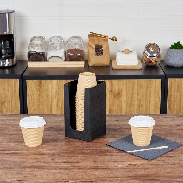 Restaurantware Restpresso Black Plastic Coffee Cup / Lid / Cocktail Napkin Organizer - 4 1/2" X 4 1/2" X 7 3/4" - 1 Count Box