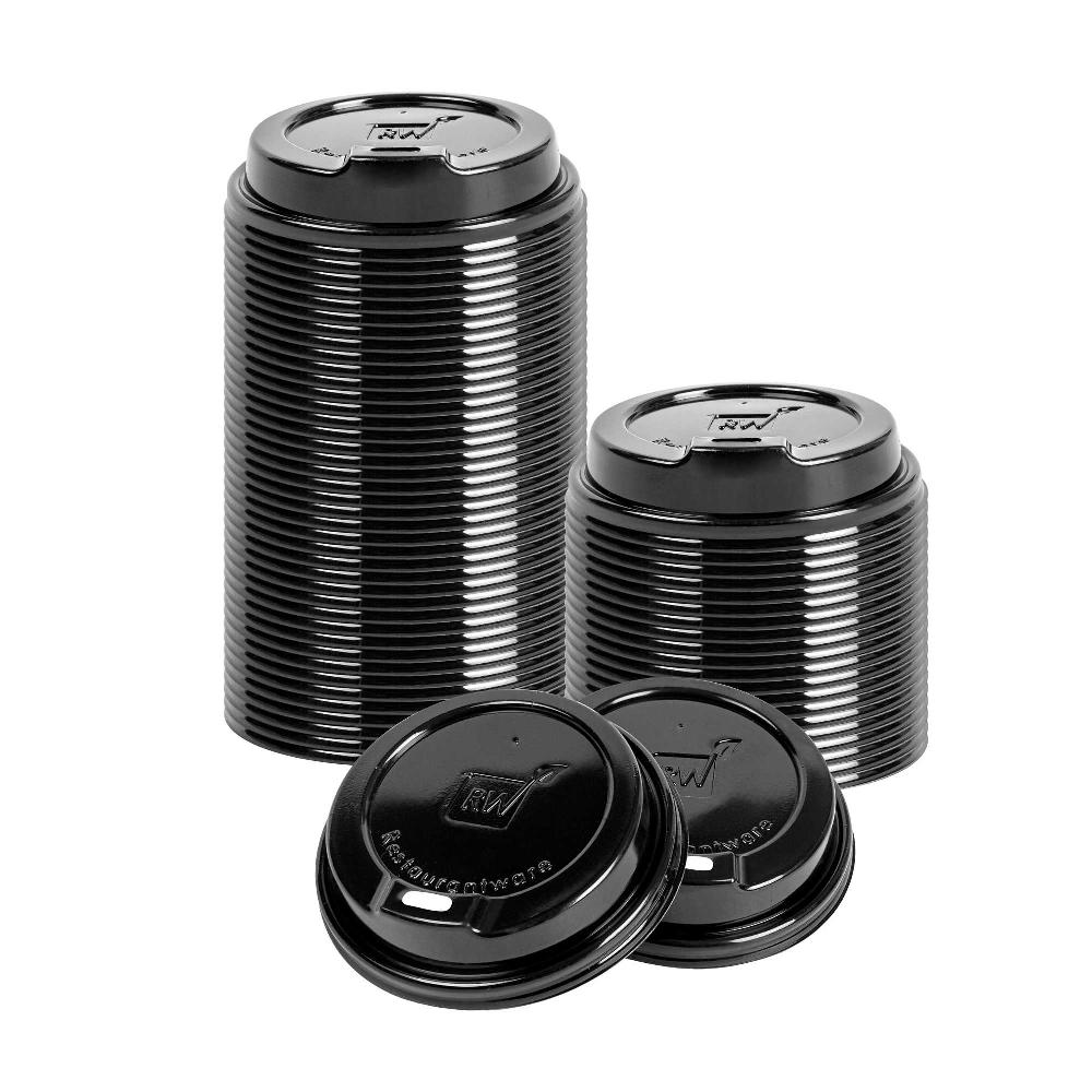 restaurantware Restpresso Black Plastic Coffee Cup Lid - Elevated Spout Fits 8 12 16 and 20 oz - 500 count box