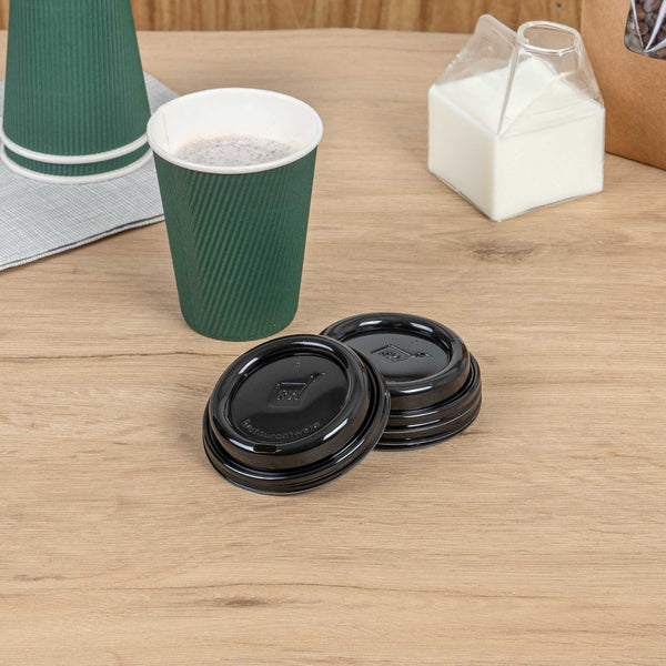 Restaurantware Restpresso Black Plastic Coffee Cup Lid - Fits 8 12 16 And 20 Oz - 500 Count Box