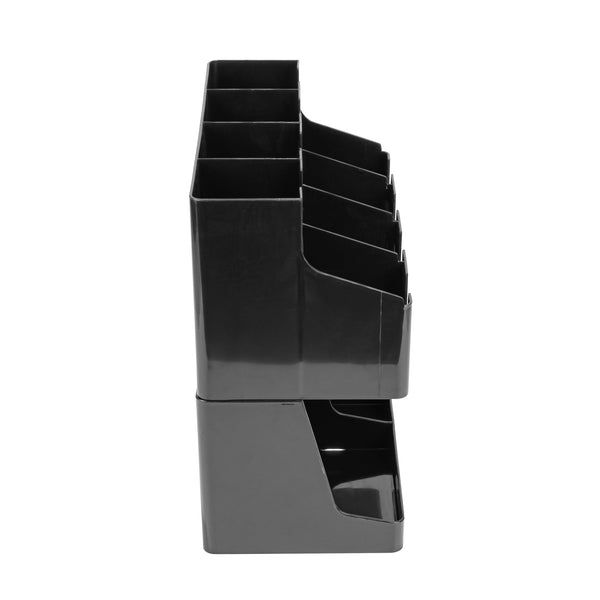 Restaurantware Restpresso Black Plastic Coffee Cup / Lid / Napkin Organizer - 11 Section - 16 1/4" X 8 1/4" X 15 3/4" - 1 Count Box