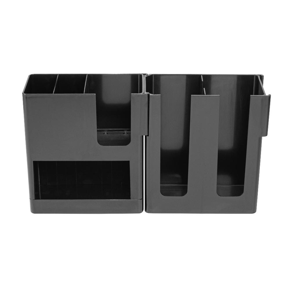 restaurantware Restpresso Black Plastic Coffee Cup / Lid / Napkin Organizer - 6 Section - 17 1/4" x 4 1/4" x 9 3/4" - 1 count box