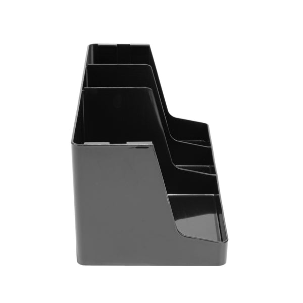 Restaurantware Restpresso Black Plastic Coffee Cup / Lid / Napkin Organizer - 3 Section - 16 1/4" X 8 1/4" X 7" - 1 Count Box