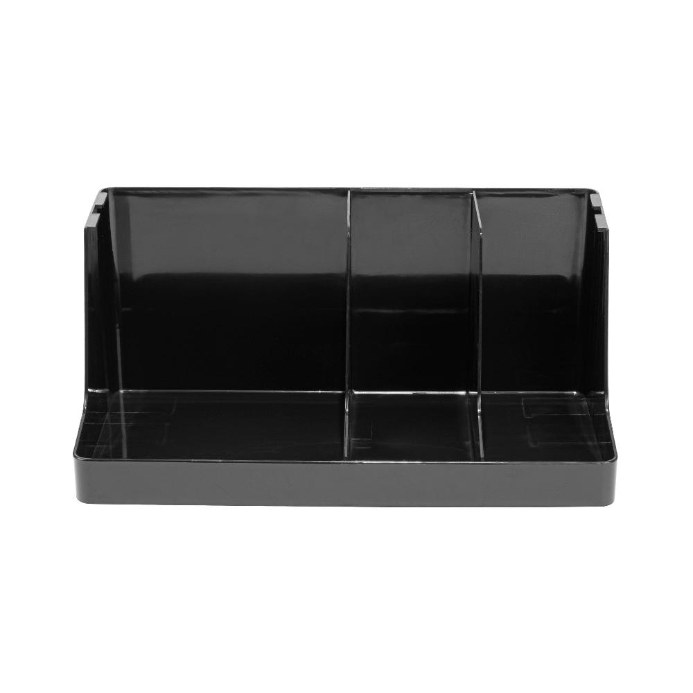 restaurantware Restpresso Black Plastic Coffee Cup / Lid / Napkin Organizer - 3 Section - 16 1/4" x 8 1/4" x 7" - 1 count box