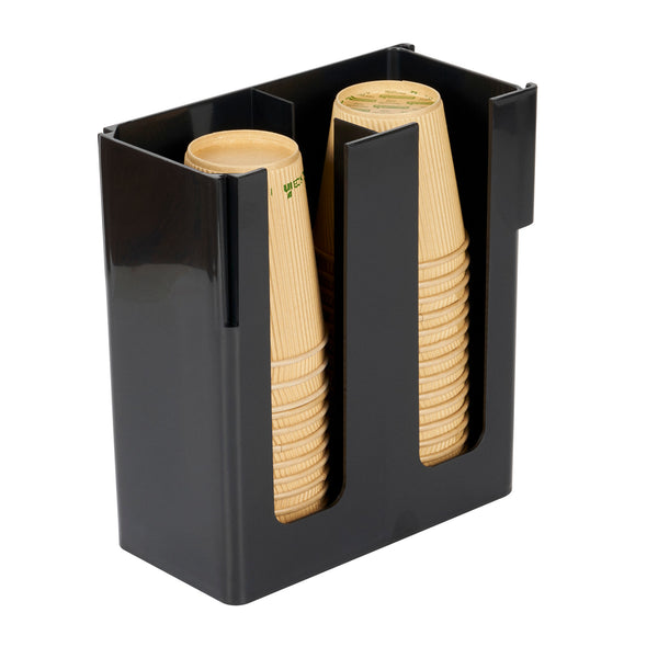 Restaurantware Restpresso Black Plastic Coffee Cup / Lid Organizer - 2 Section - 9" X 4 1/4" X 9 1/2" - 1 Count Box