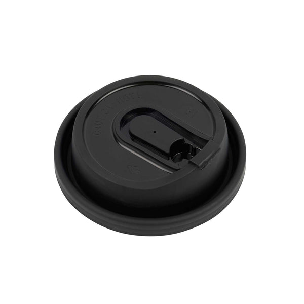 Restaurantware Restpresso Black Plastic Coffee Cup Lid - With Detachable Plug Fits 8 12 16 And 20 Oz - 500 Count Box