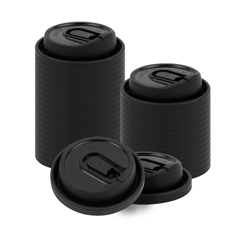 restaurantware Restpresso Black Plastic Coffee Cup Lid - with Detachable Plug Fits 8 12 16 and 20 oz - 500 count box