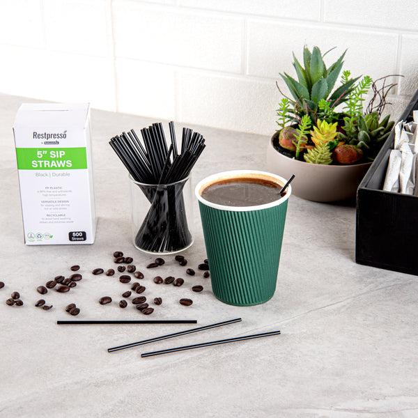 Restaurantware Restpresso Black Plastic Coffee Stirrer / Sip Straw - 5" - 5000 Count Box
