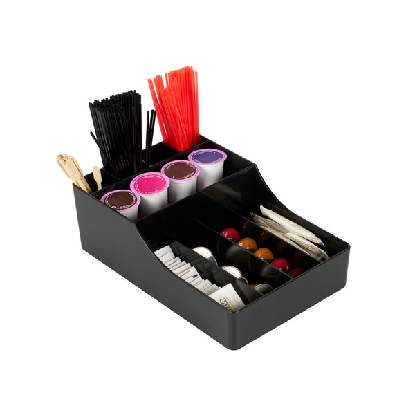 Restaurantware Restpresso Black Plastic Condiment Organizer - 9 Compartments - 7 3/4" X 11 3/4" X 4" - 1 Count Box