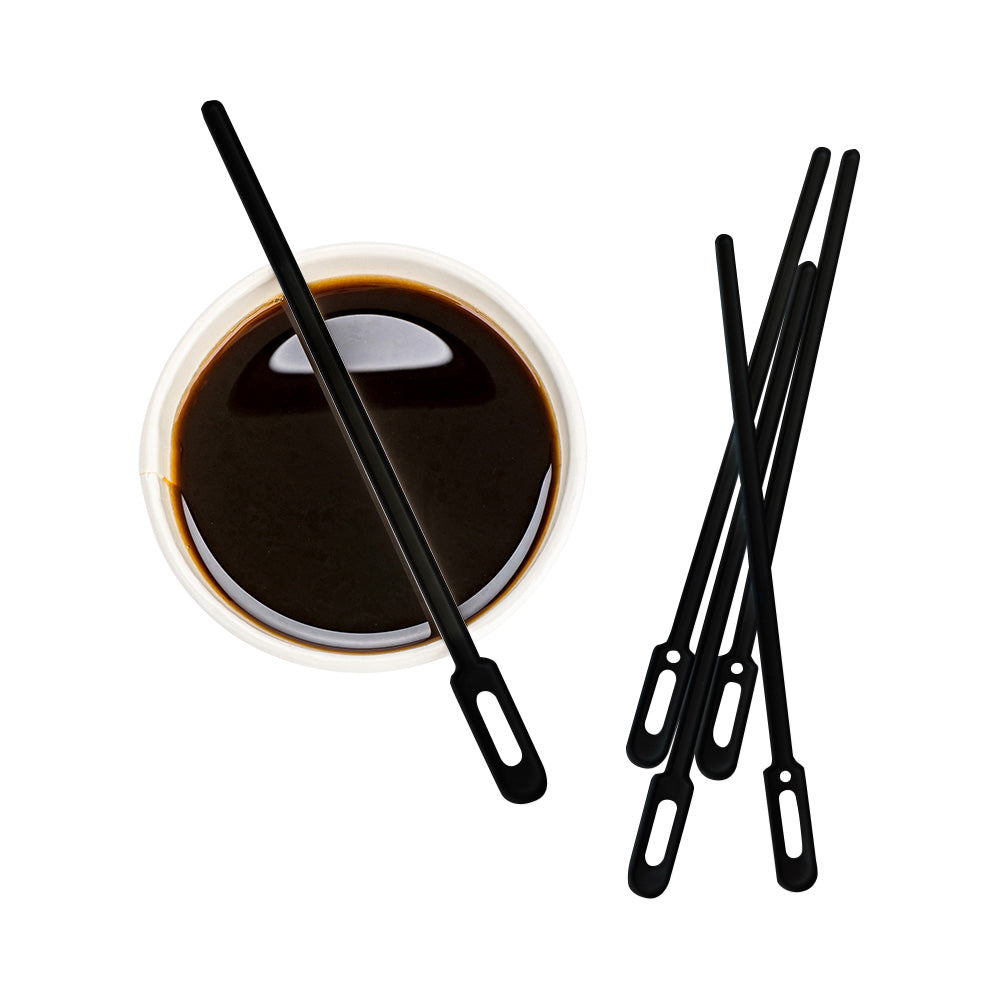 restaurantware Restpresso Black Plastic Keyhole Coffee Stirrer - 6" - 1000 count box
