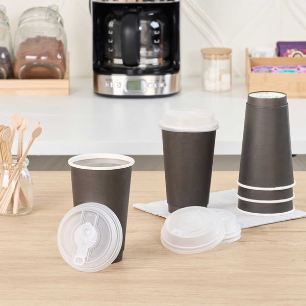 Restaurantware Restpresso Clear Plastic 2-in-1 Straw Or Sippy Coffee Cup Lid - With Detachable Double Plug Fits 8 12 16 And 20 Oz - 500 Count Box