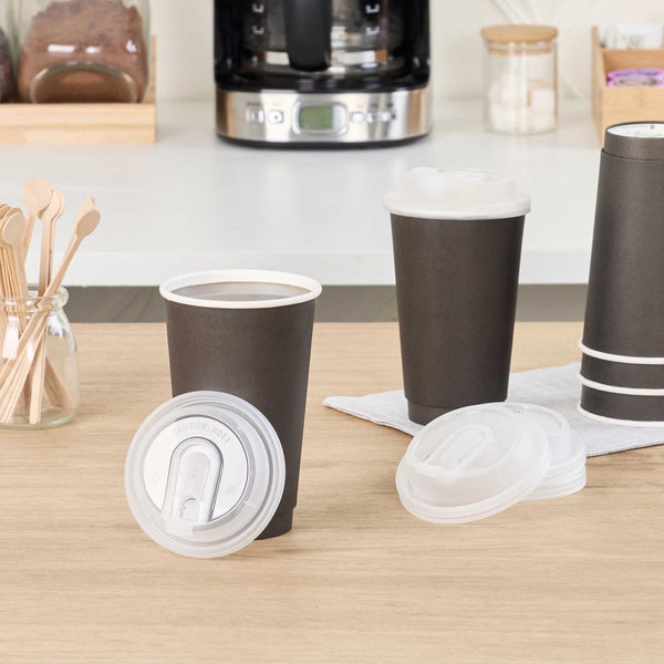 Restaurantware Restpresso Clear Plastic Coffee Cup Lid - With Detachable Plug Fits 8 12 16 And 20 Oz - 500 Count Box