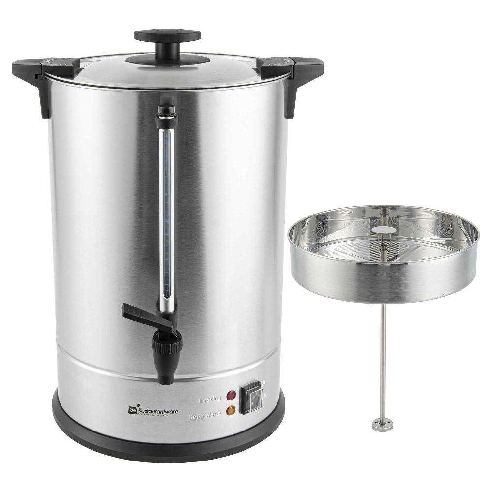 restaurantware Restpresso Coffee Urn - Silver Stainless Steel - 1500W 110 Cup - 1 count box