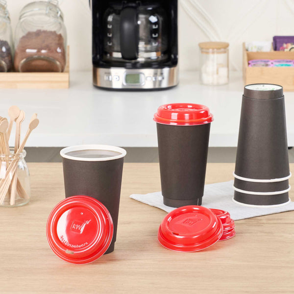 Restaurantware Restpresso Glossy Red Plastic Coffee Cup Lid - Fits 8 12 16 And 20 Oz - 500 Count Box