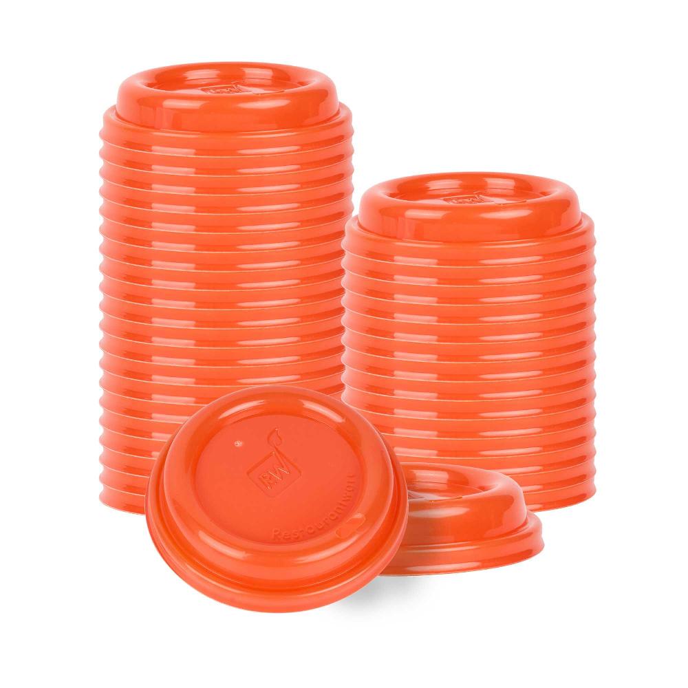 restaurantware Restpresso Glossy Tangerine Orange Plastic Coffee Cup Lid - Fits 8 12 16 and 20 oz - 500 count box