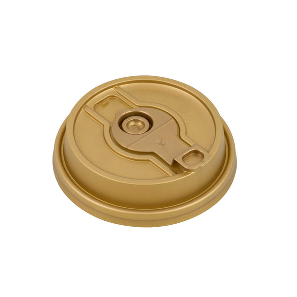 Restaurantware Restpresso Gold Plastic 2-in-1 Straw Or Sippy Coffee Cup Lid - With Detachable Double Plug Fits 8 12 16 And 20 Oz - 500 Count Box